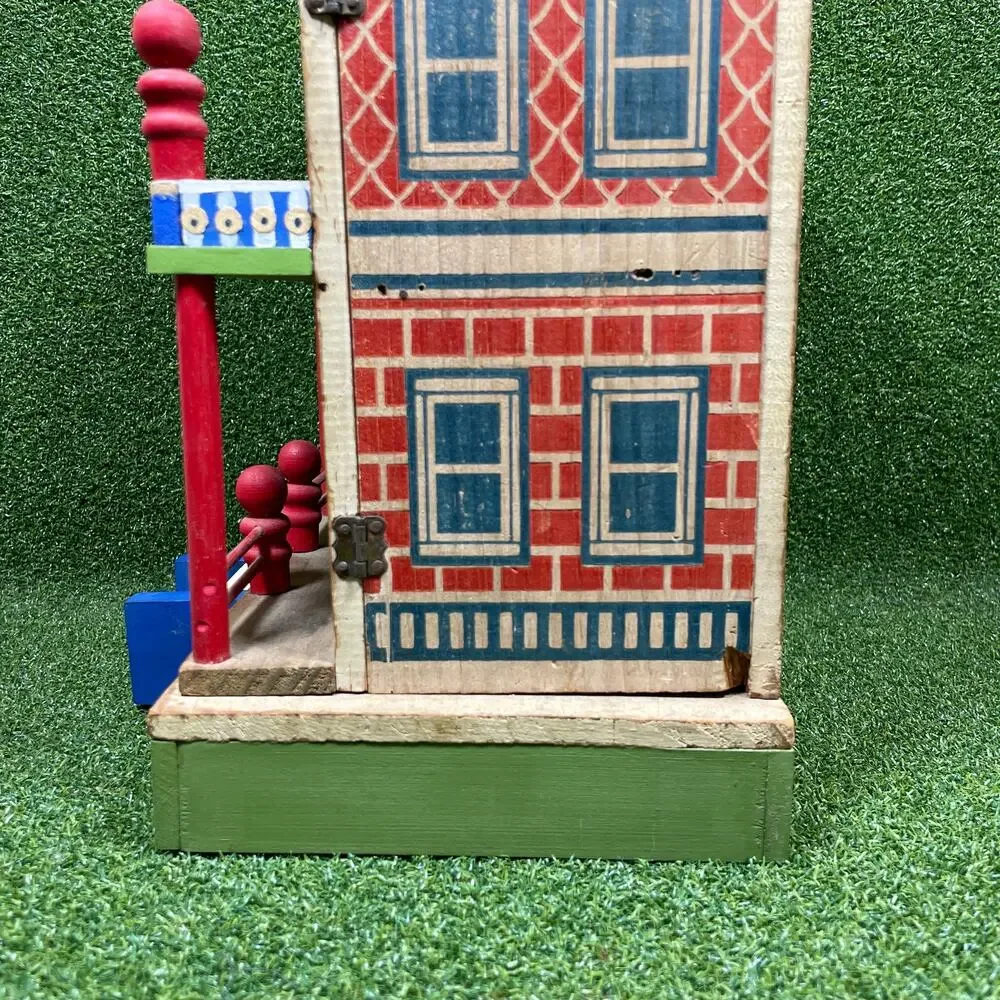 Antique Converse Wooden Dollhouse Lithograph 2 Story Porch Early 1900s Toy 13